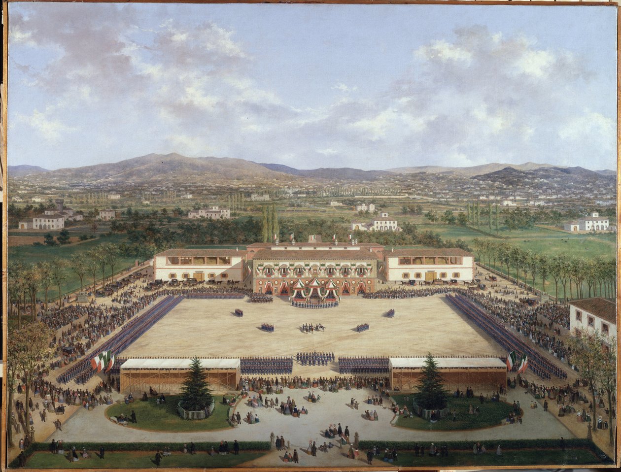 Cascine parkında askeri bir gösteri (tuval üzerine yağlı boya by Luigi Garibbo