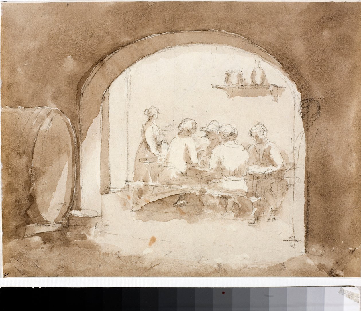 Bir hanın içi (Suluboya, yaklaşık 1820) by Luigi Garibbo