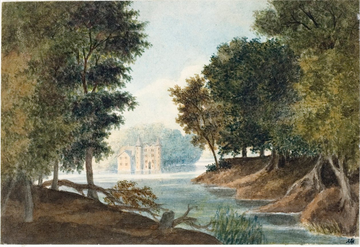 Nehir ve Villa ile Manzara (Suluboya, c.1825) by Luigi Garibbo