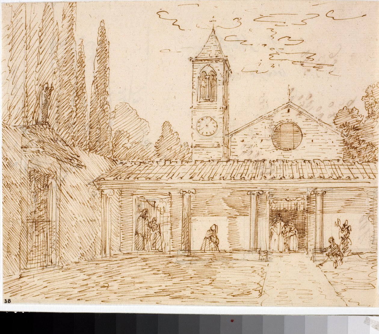 Rönesans tarzı bir kilisenin görünümü (Mürekkep çizimi, yaklaşık 1825) by Luigi Garibbo