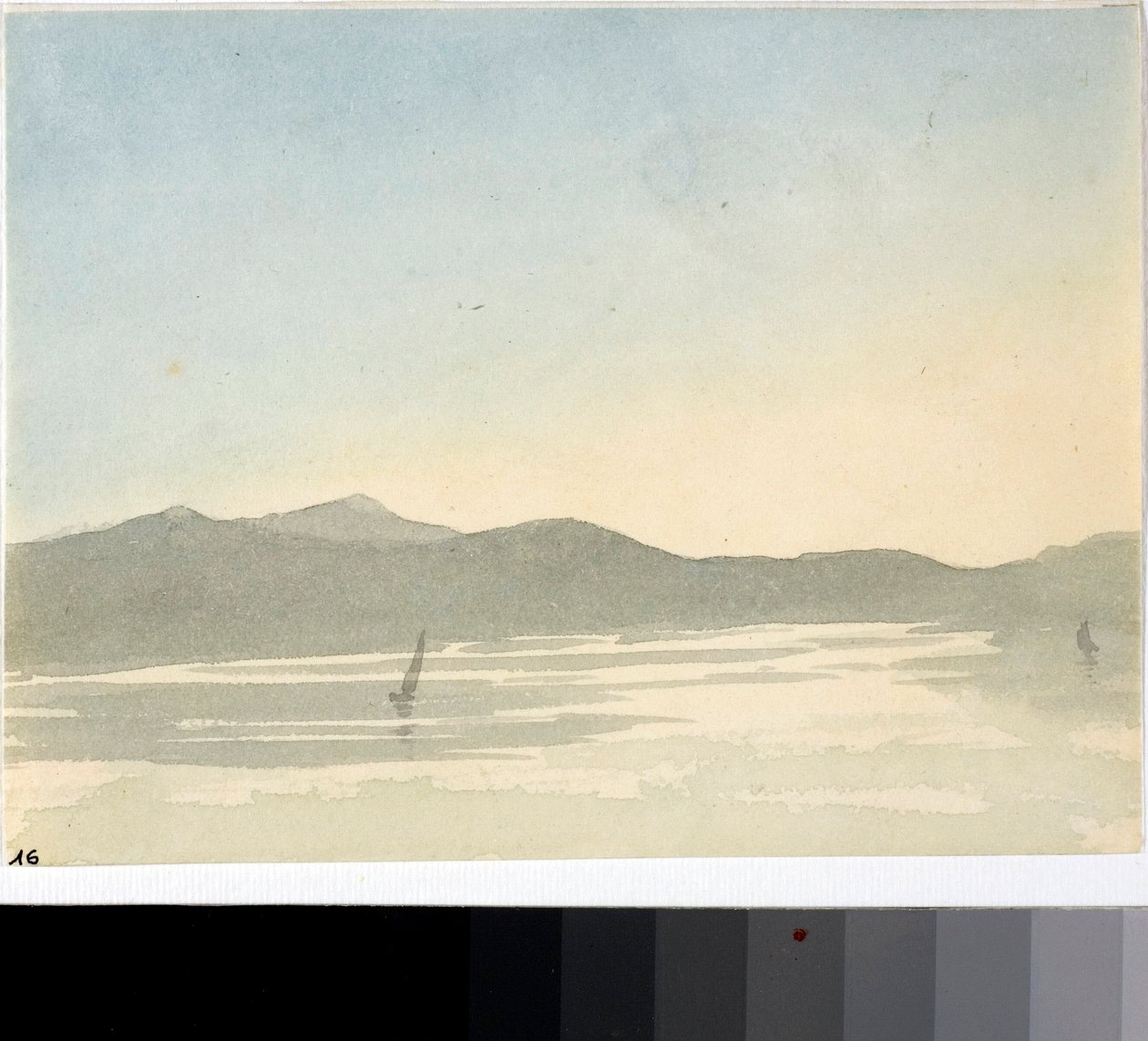 Şafakta bir göl manzarası (Suluboya, c.1825) by Luigi Garibbo