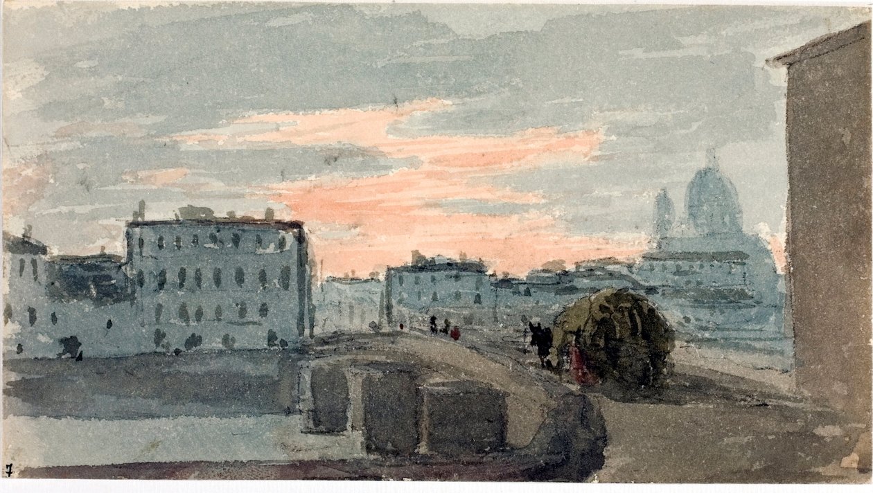 Carraia, Floransa köprüsünün görünümü (Suluboya by Luigi Garibbo
