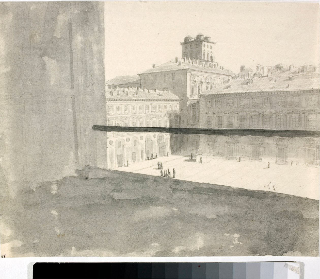 Pencereden bir kareye bakış, İtalya (Lavis, yaklaşık 1825) by Luigi Garibbo