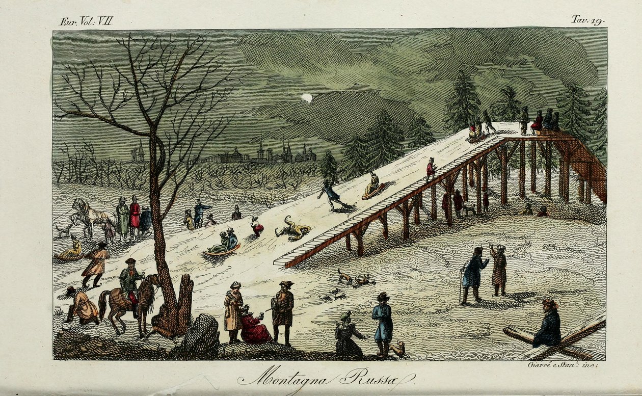 Bir hız treni. Giulio Ferrario, 1831, Eski ve Modern Gümrük veya Hükümet Tarihinden İllüstrasyon by Luigi Giarrè