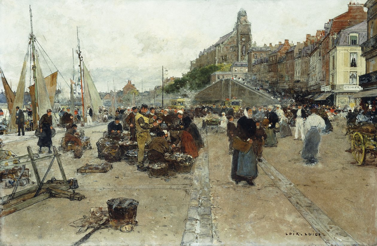 Liman kenarında pazar yeri, by Luigi Loir