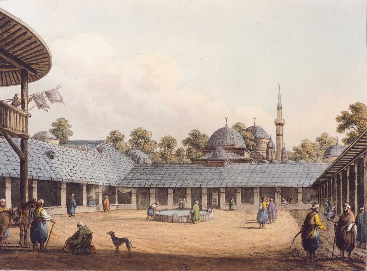 Borgas Kervansarayı, Luigi Mayer, Romanya tarafından gravür by Luigi Mayer