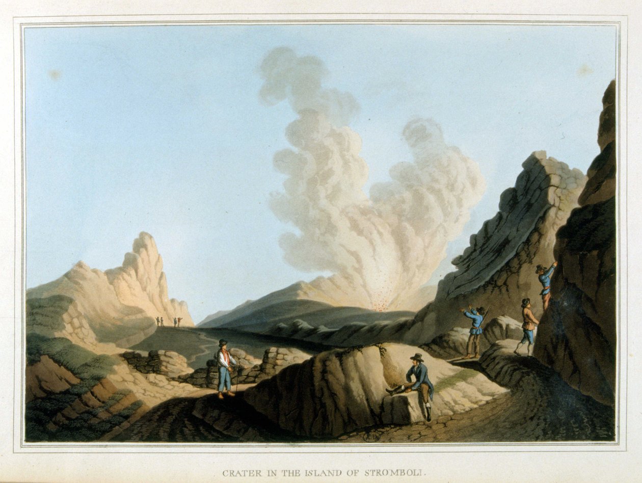 Cratere du Stromboli - in “” Views in the Ottoman Dominions, in Europe, in Asia ve bazı Akdeniz adaları”, by Luigi Mayer, Londra by Luigi Mayer