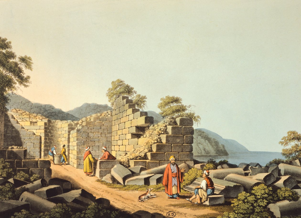 Yunanistan, Samos Adası, Antik Tapınak Harabeleri, Luigi Mayer, Gravür by Luigi Mayer
