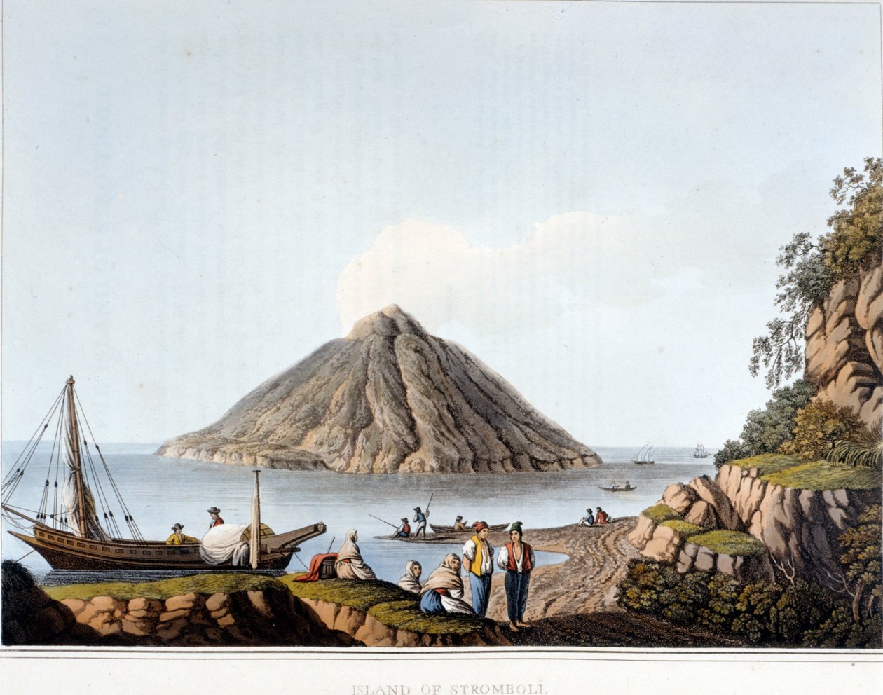 Island of Stromboli - in “” Views in the Ottoman Dominions, in Europe, in Asia ve bazı Akdeniz adaları””, yazan Luigi Mayer, Londra by Luigi Mayer
