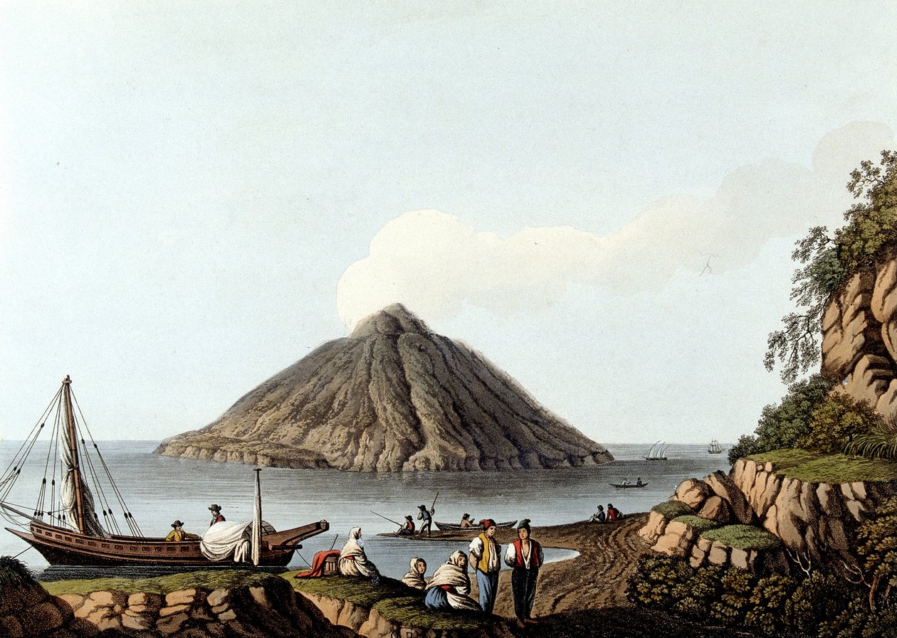 Stromboli Adası - in “” Osmanlı Egemenliklerinde, Avrupa'da, Asya'da ve Akdeniz adalarından bazılarında manzaralar””, yazan Luigi Mayer, Londra by Luigi Mayer