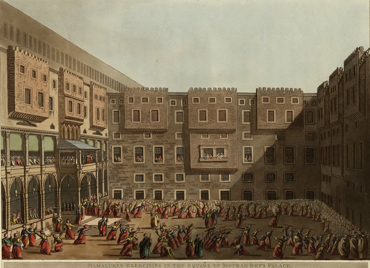 Murad Beyler Sarayı meydanında spor yapan Memlükler, 1802 by Luigi Mayer
