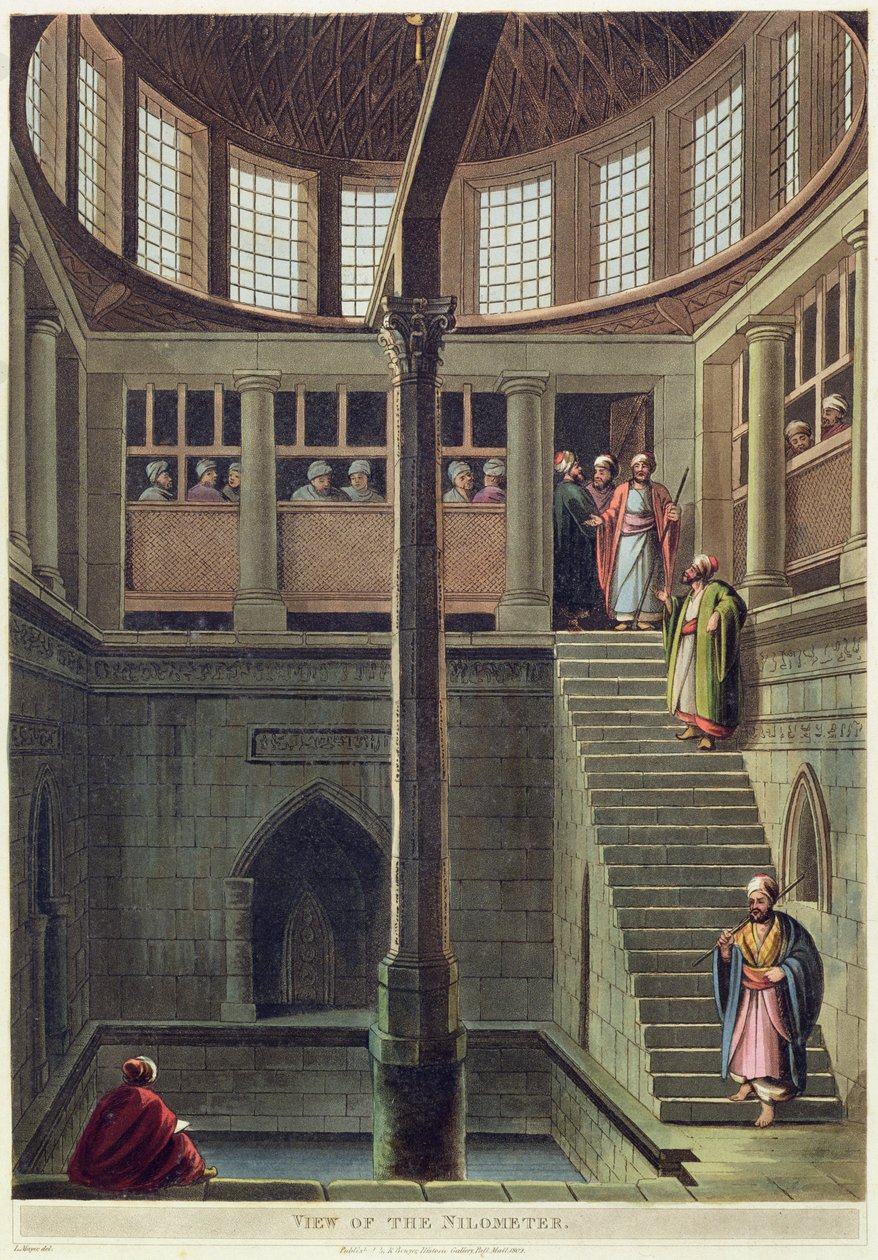 Nilometrenin görünümü, Thomas Milton (1743-1827) pub tarafından oyulmuş 