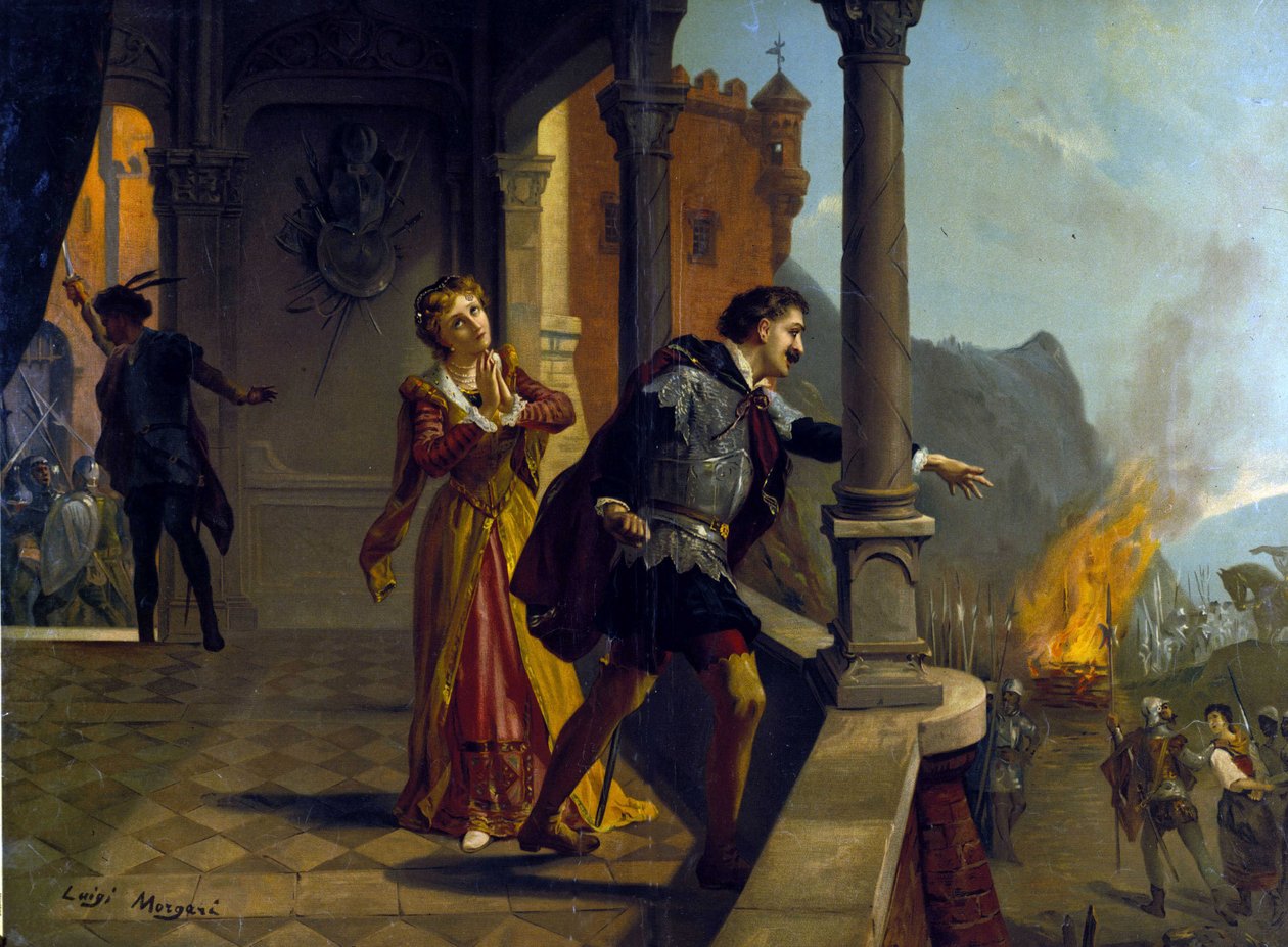 Giuseppe Verdi tarafından Le Trouvère (il Trovatore). Luigi Morgari tarafından kromolitografi by Luigi Morgari