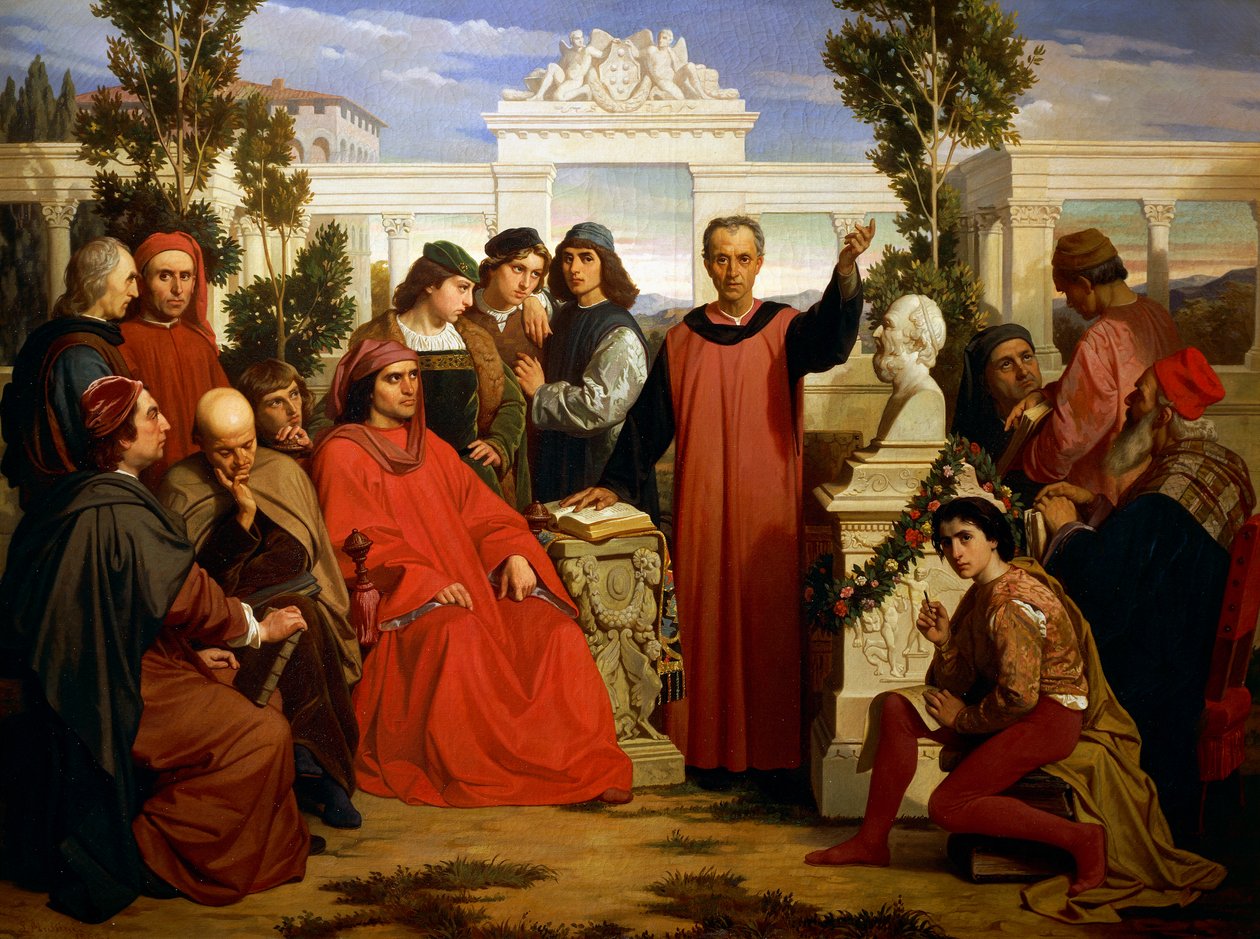 Lorenzo Magnificent tarafından Villa di Careggi'de kutlanan Platon'un doğum günü (MÖ 428-348 veya 427 veya MÖ 347) by Luigi Mussini