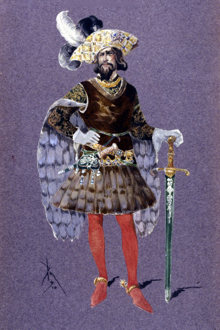 Mavi sakal. Paul Dukas'ın Ariane ve Mavi Sakal operası için 1910'dan Luigi Sapelli Caramba (1865-1936) tarafından çizimi by Luigi Sapelli Caramba