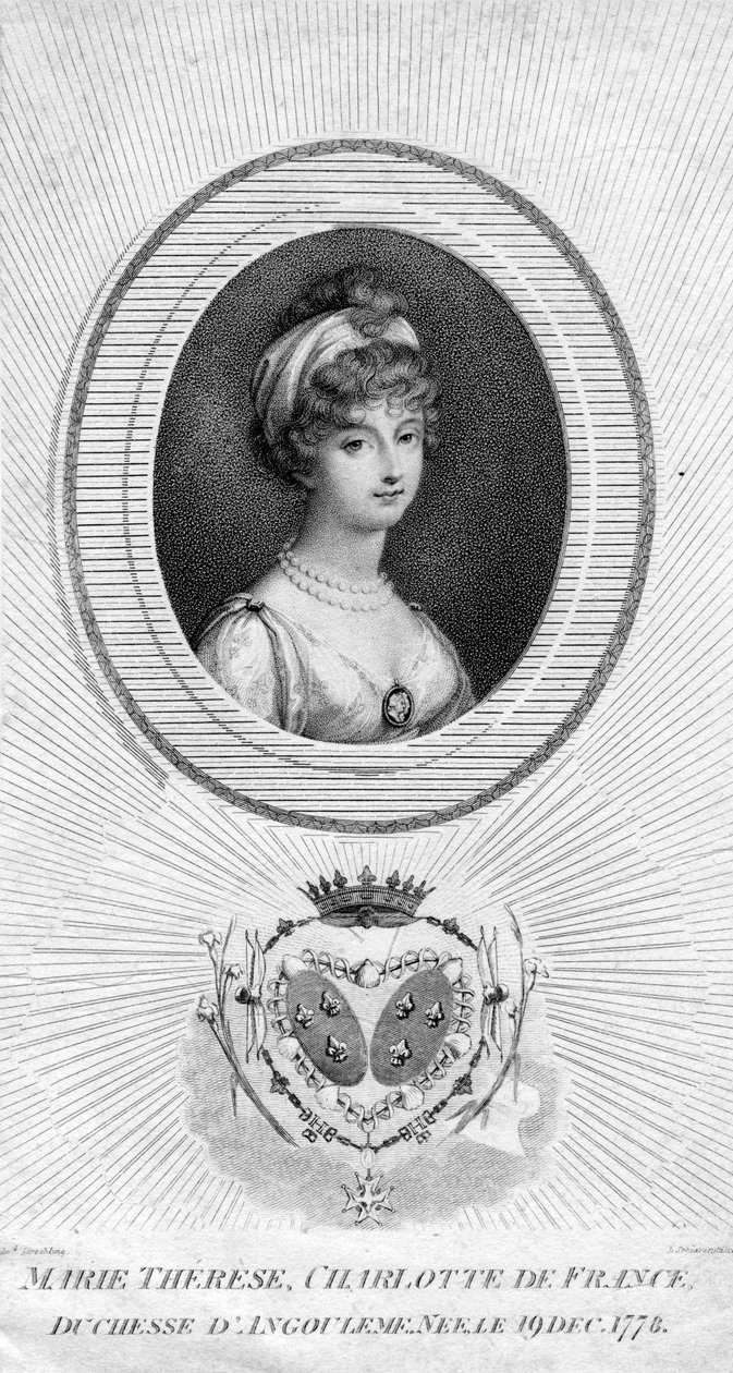 Marie-Therese-Charlotte de Bourbon, Angouleme Düşesi ve Fransa Dauphine, 1805. by Luigi Schiavonetti