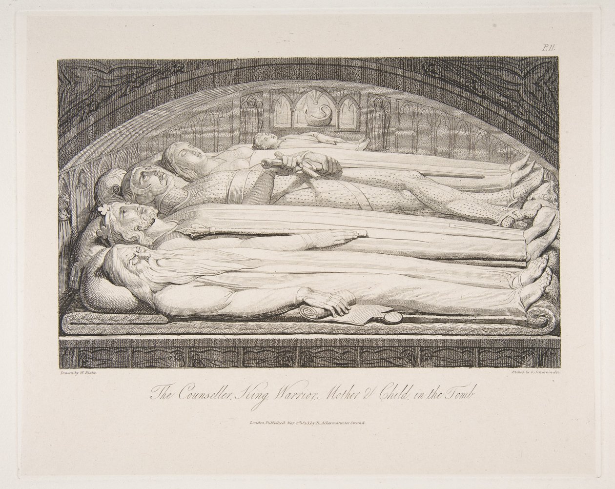 Mezardaki Danışman, Kral, Savaşçı, Anne ve Çocuk, Mezardan Bir Şiir..., 1 Mart 1813. by Luigi Schiavonetti