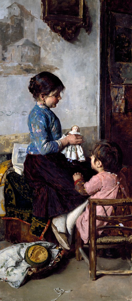 Luigi Serena'nın (1855-1911) Mutlu Günler tablosu, tuval üzerine yağlı boya by Luigi Serena