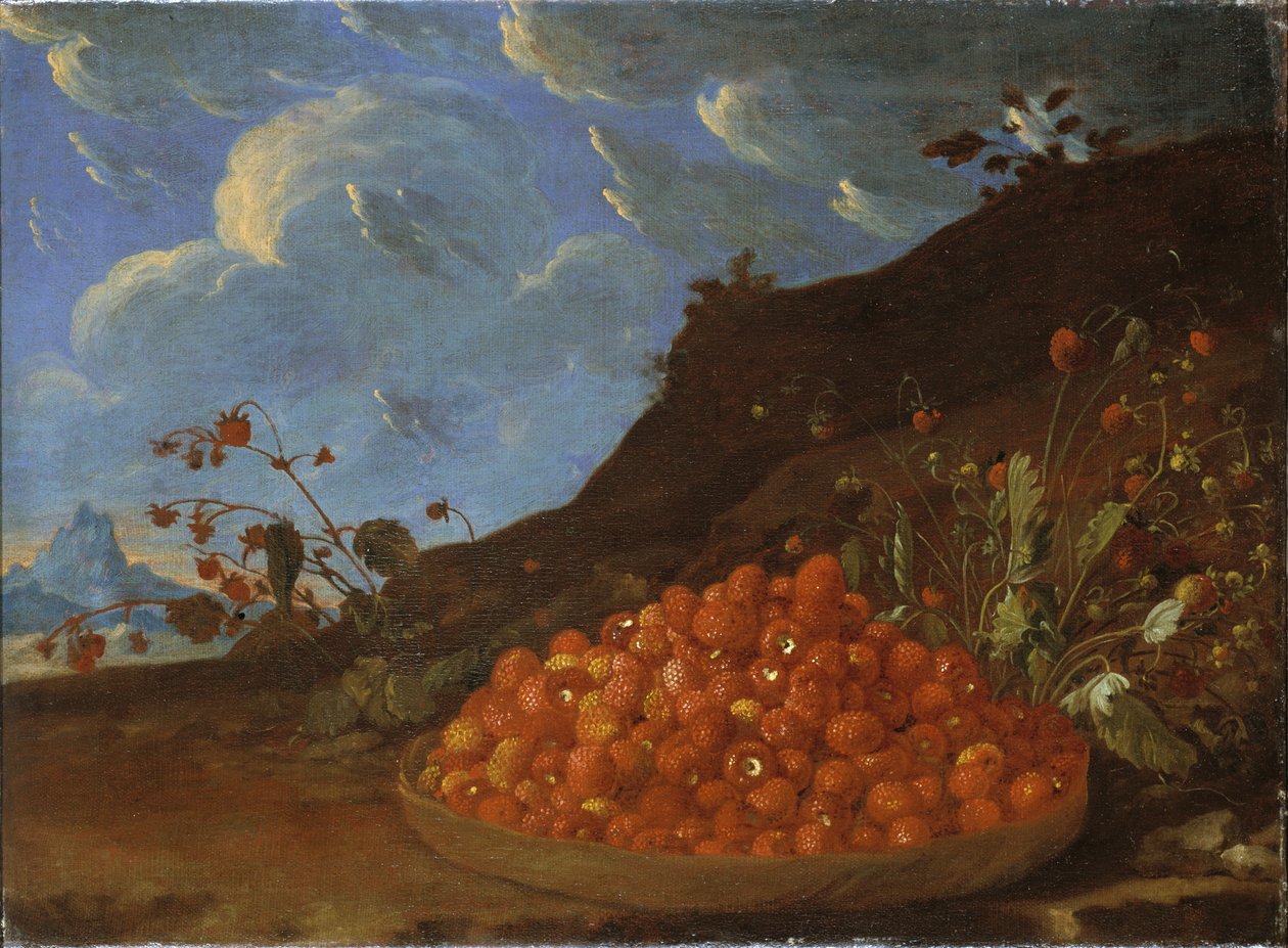 Bir Manzarada Yabani Çilek Sepeti, c.1770 by Luis Menendez or Melendez