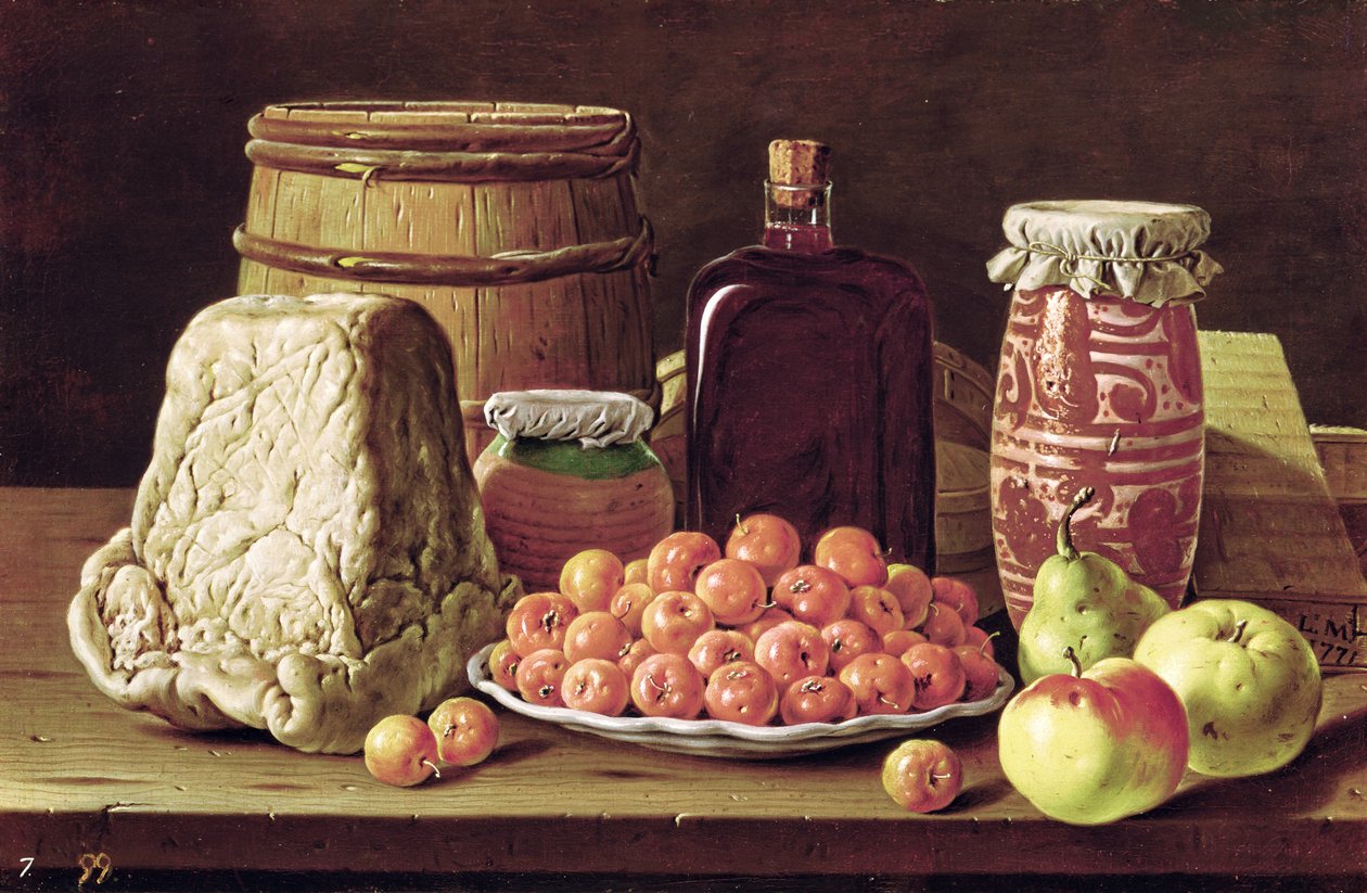 Meyve ve Peynirli Natürmort by Luis Menendez or Melendez