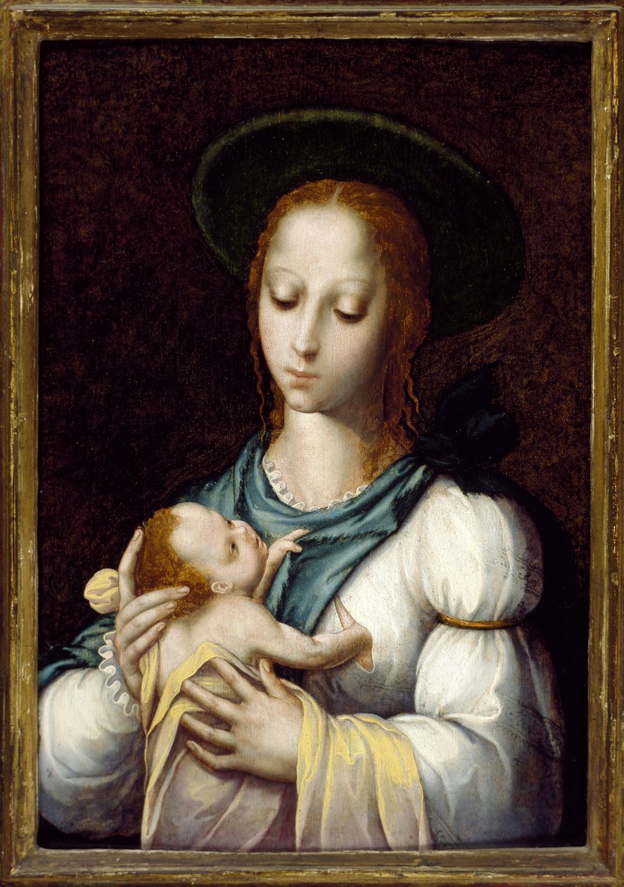 Bakire ve Çocuk, c. 1567 (panelde yağ ve tempera) by Luis de Morales