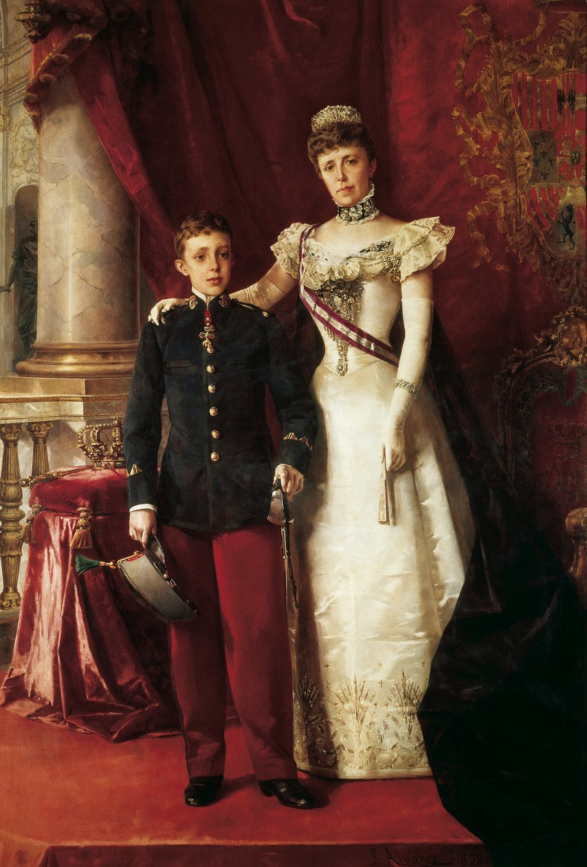 Alfonso XIII (1886-1941) ve Habsburglu Maria Cristina (1858-1929), Avusturya arşidüşesi olarak bilinen Maria Cristina de Teschen