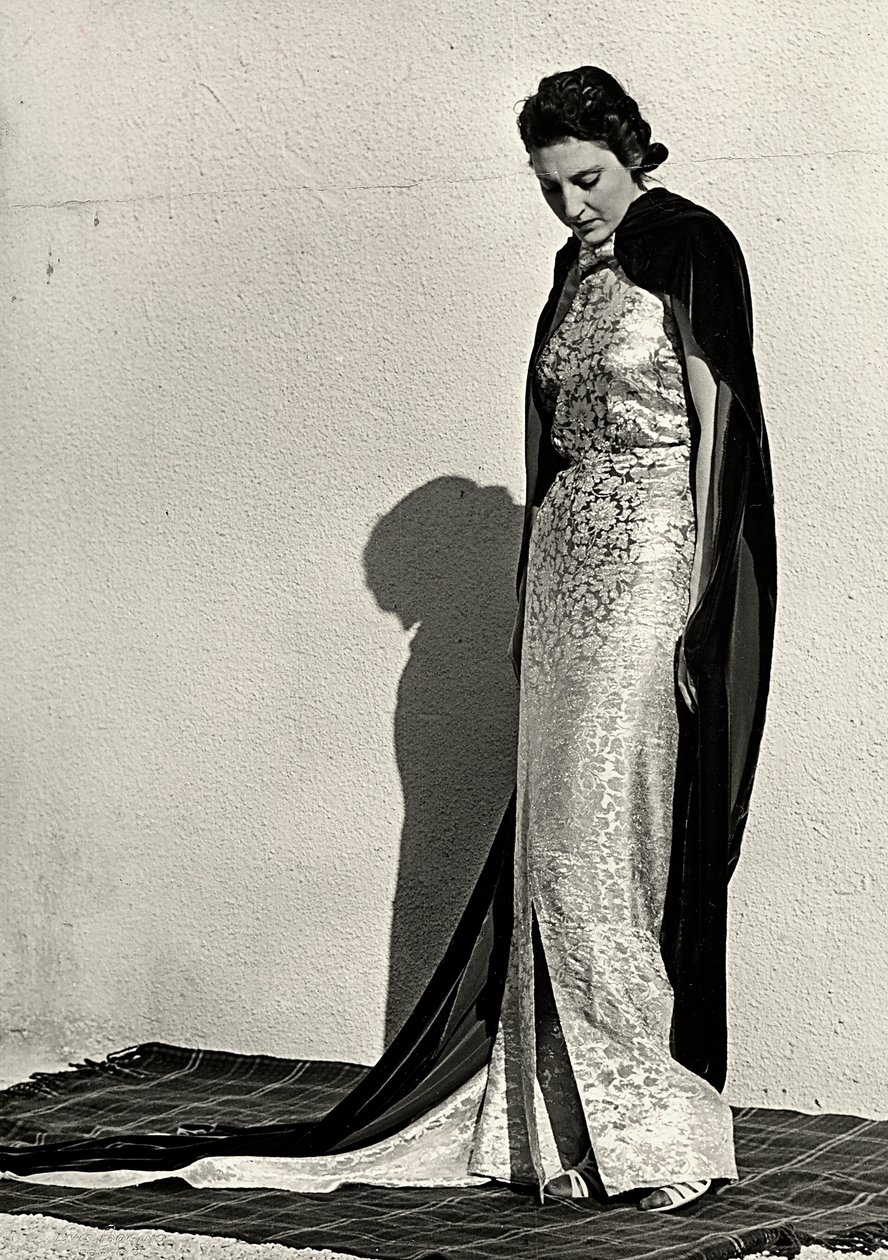 İtalyan moda evi "Dragoni" tarafından yaratılan gece elbisesi modeli. Makale uzun kadife bir manto ile tamamlanmaktadır (s/b fotoğraf) by Luis Bogino