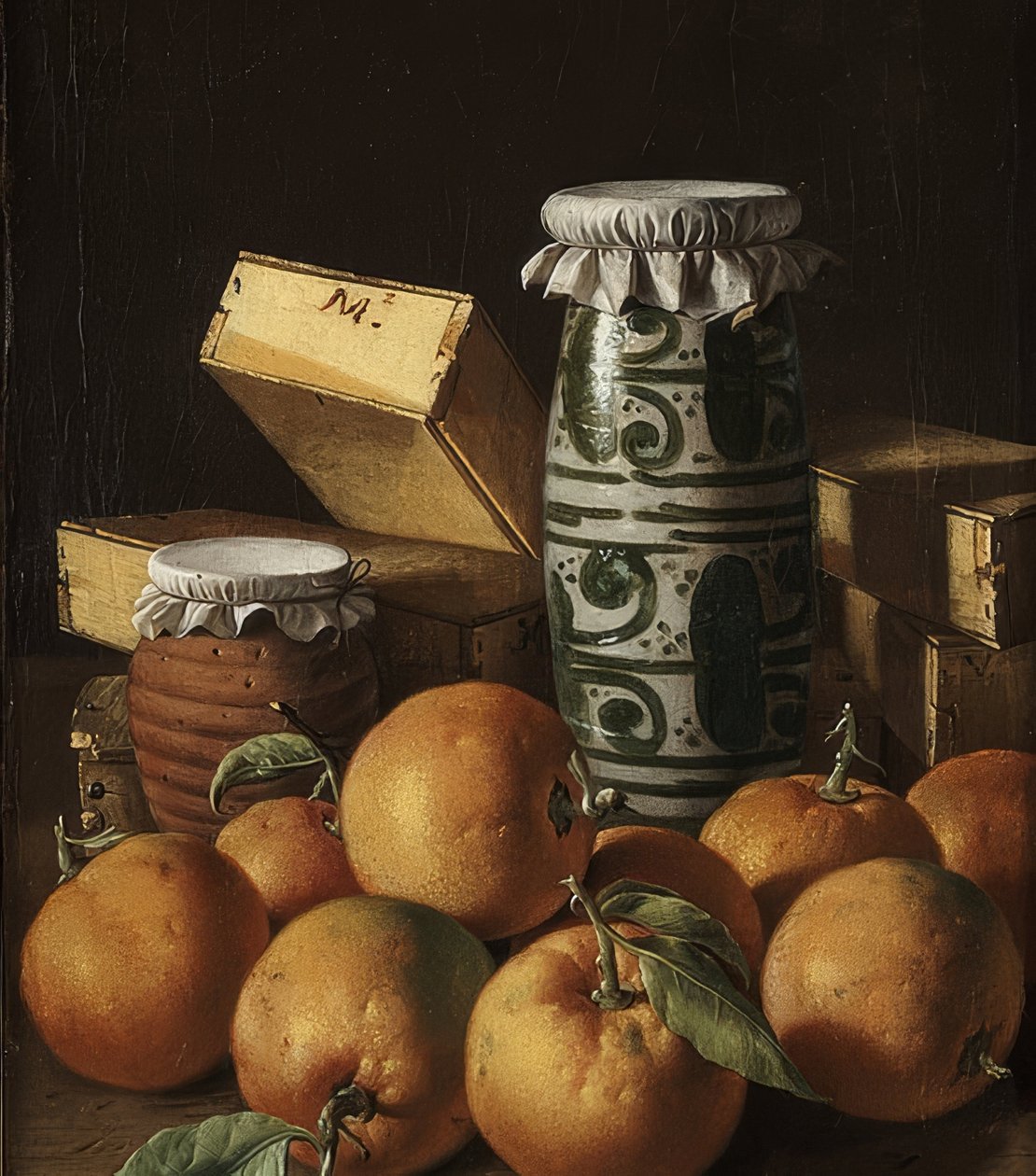 Portakal ve tatlılar ile natürmort. 1764-65 civarında by Luis Egidio Melendez