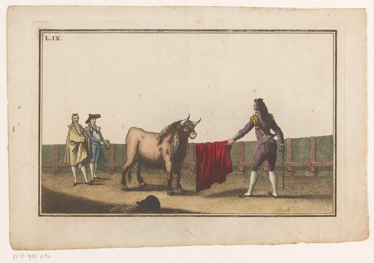 Matador boğaya meydan okuyor Coleccion de las Principales suertes de una corrida de toros (seri başlığı) En önemli boğa güreşi manevralarının toplanması (seri başlığı) by Luis Fernandez Noseret