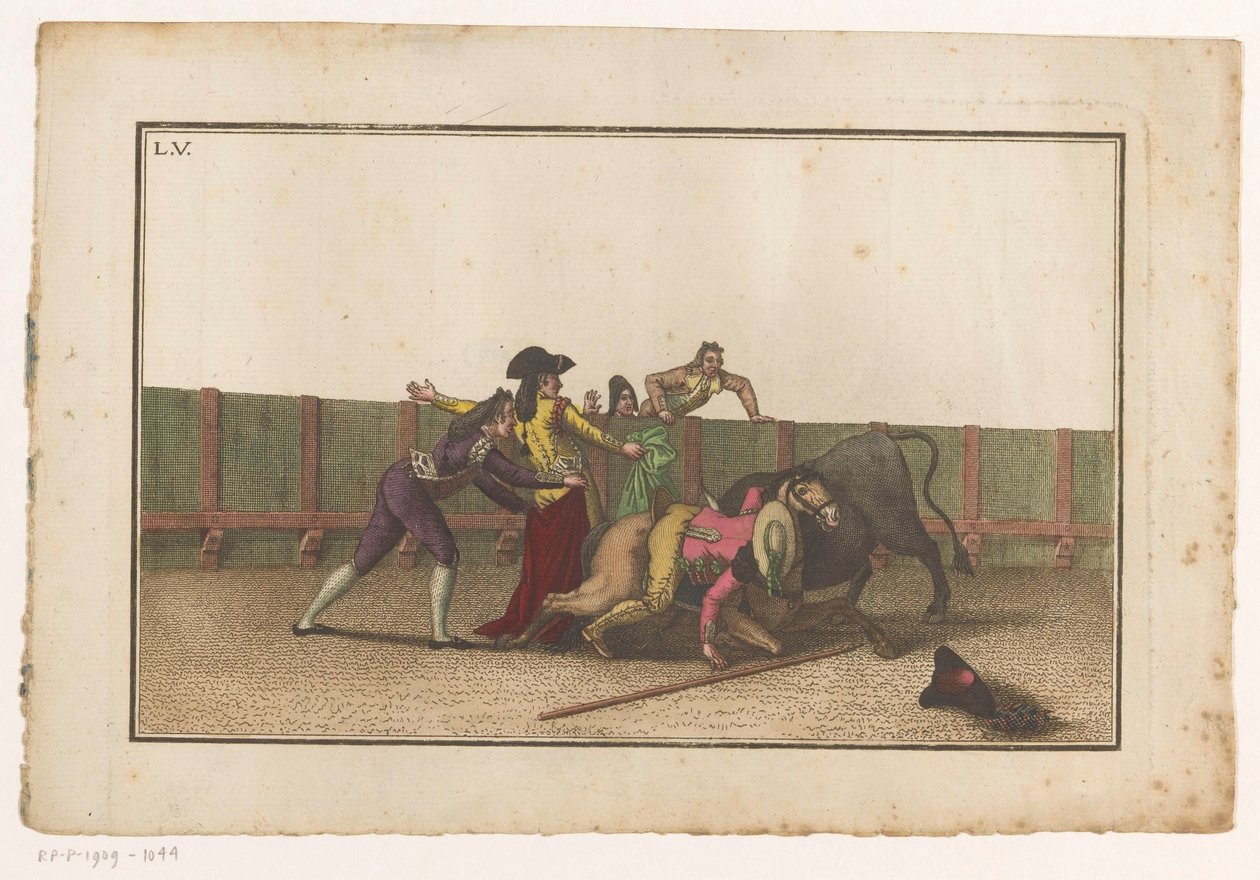 Picador atından düştü Coleccion de las Principales suertes de una corrida de toros (seri başlığı) En önemli boğa güreşi manevralarının toplanması (seri başlığı) by Luis Fernandez Noseret