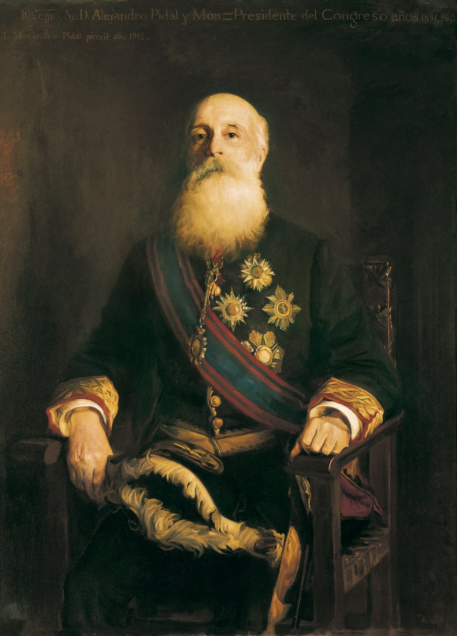 Alejandro PIDAL Y MON'un (1846-1913) portresi Katolik Birliği grubunun İspanyol politikacı üyesi. Luis MENENDEZ PIDAL'in (1861-1932) tablosu by Luis Menendez Pidal