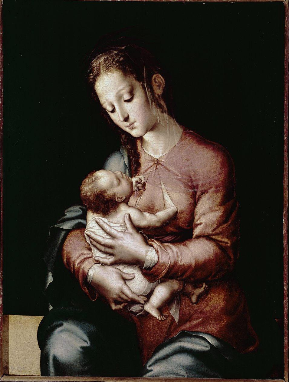 Bakire ve Çocuk (panel üzeri yağlı boya, c.1565) by Luis de Morales