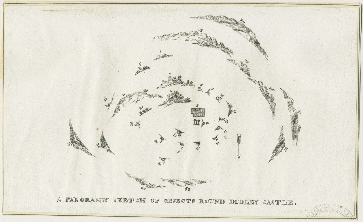 Dudley - Dudley Kalesi bölgesinin panoraması: litografi, nd [c 1825] (baskı) by Luke Booker