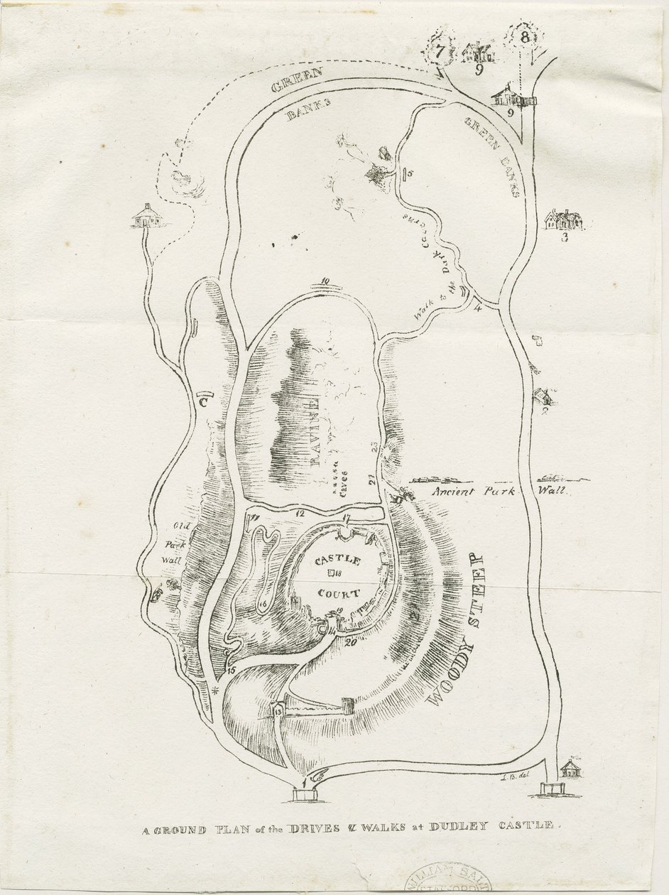 Dudley Castle: litografi, nd [c 1825] by Luke Booker
