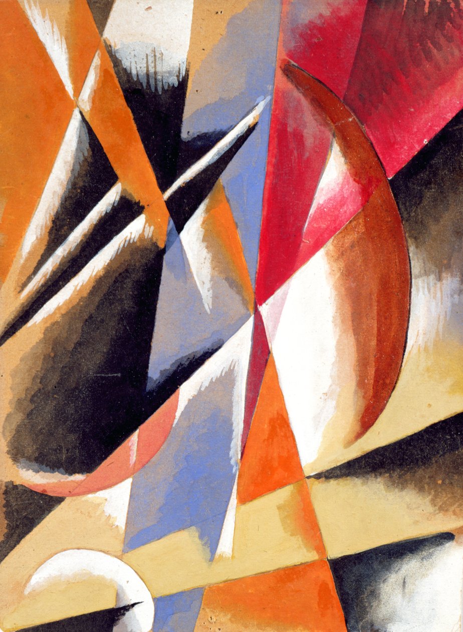 Kompozisyon, c.1920 (renkli kağıt üzerine guaj, wc ve kurşun kalem) by Lyubov Sergeevna Popova