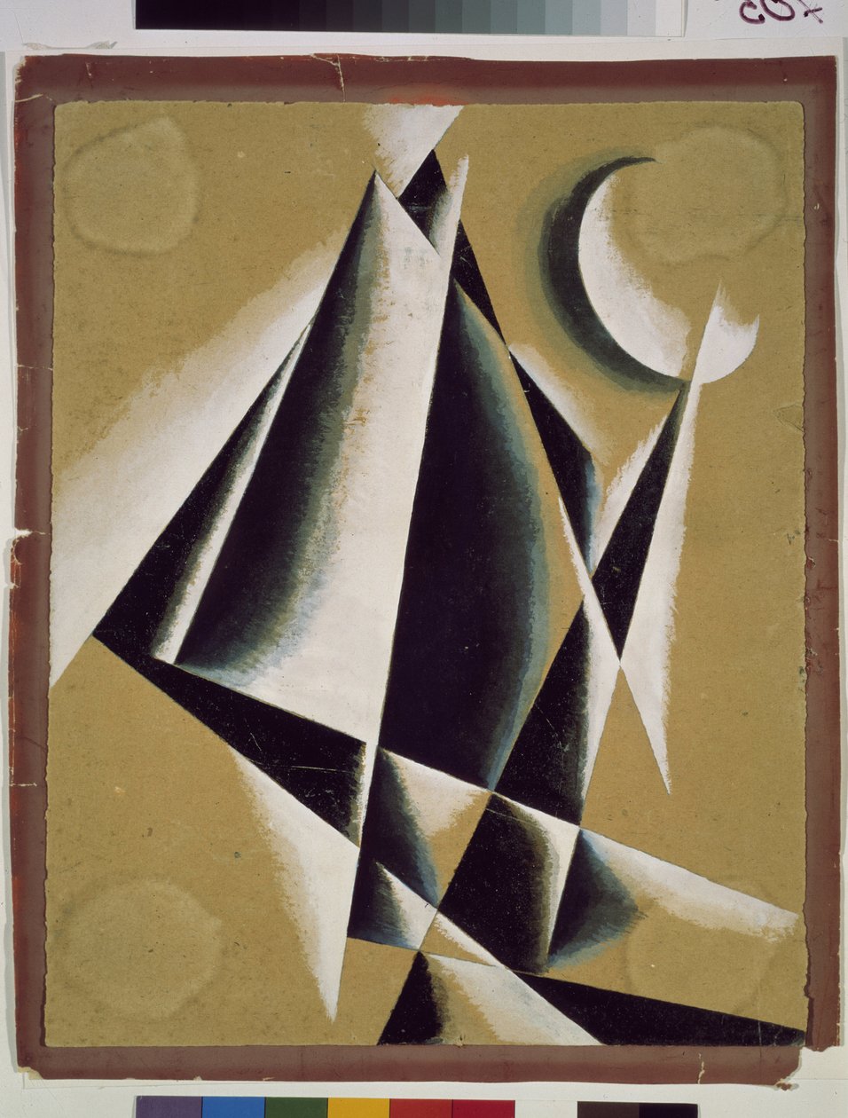 İnşaat. Oeuvre de Love (Lioubov) Sergeevna Popova (1889-1924), guache sur karton by Lyubov Sergeevna Popova