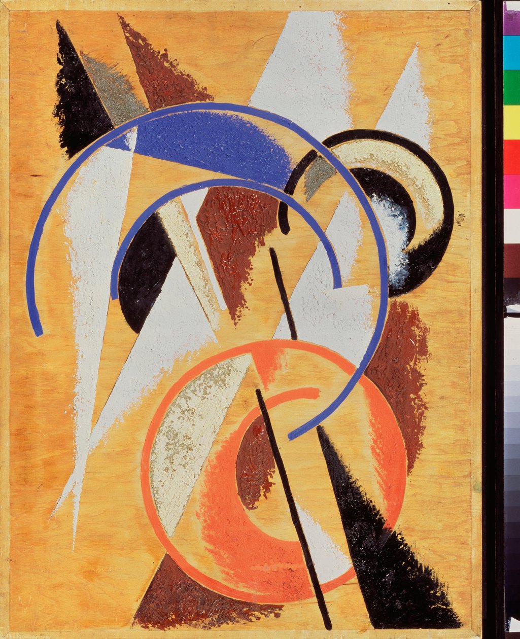 Mekansal güç inşası. Lyubov (Lioubov) Sergeyevna Popova (1889-1924) tarafından yapılan boyama, ahşap üzerine yağlı boya by Lyubov Sergeevna Popova