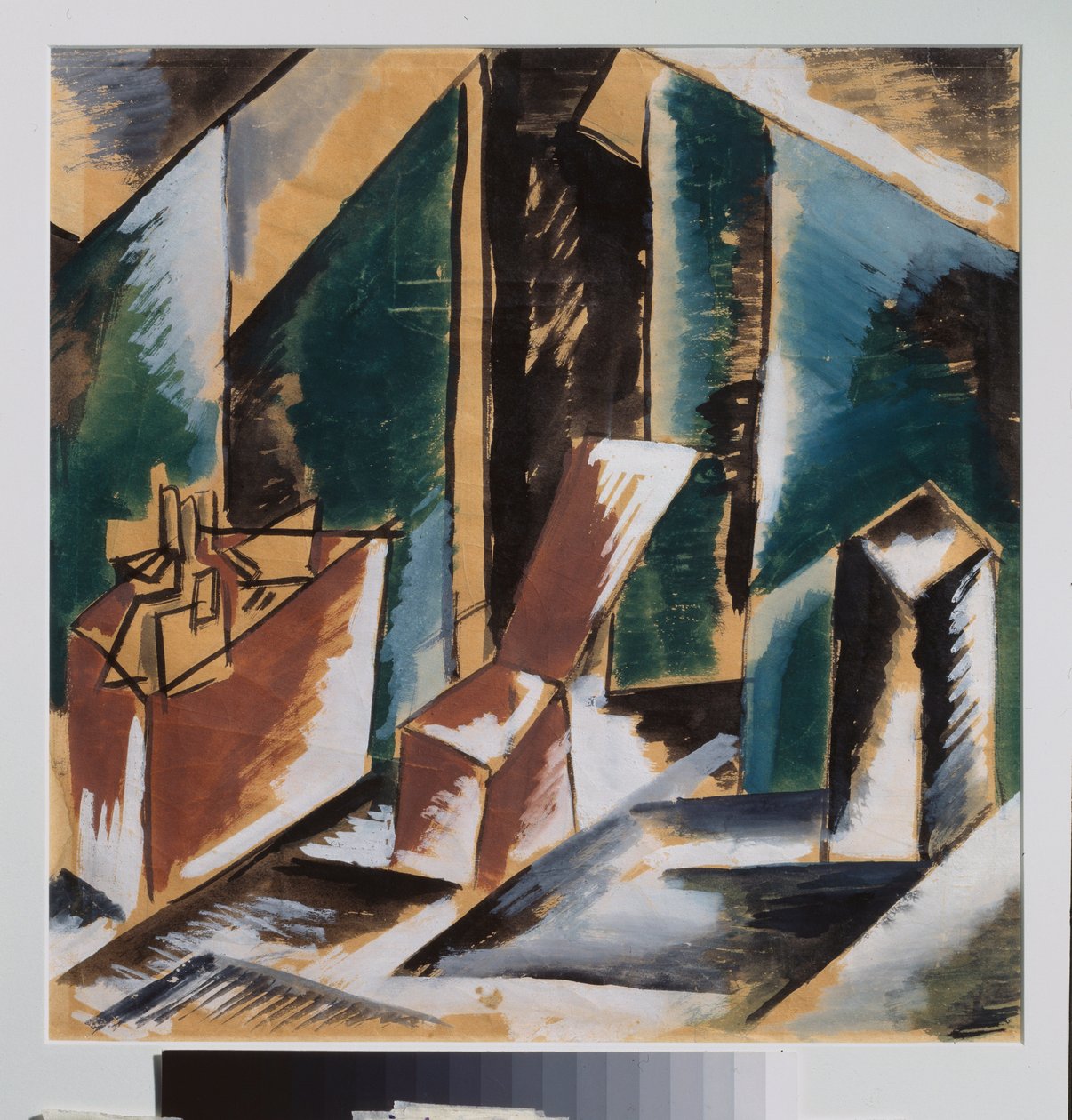 Hazırlık dekoru. Lyubov (Lioubov) Sergeyevna Popova (1889-1924), kağıt üzerine guaj, 1910 civarı. Rus senografi sanatı, 20. yüzyıl. Özel koleksiyon. by Lyubov Sergeevna Popova