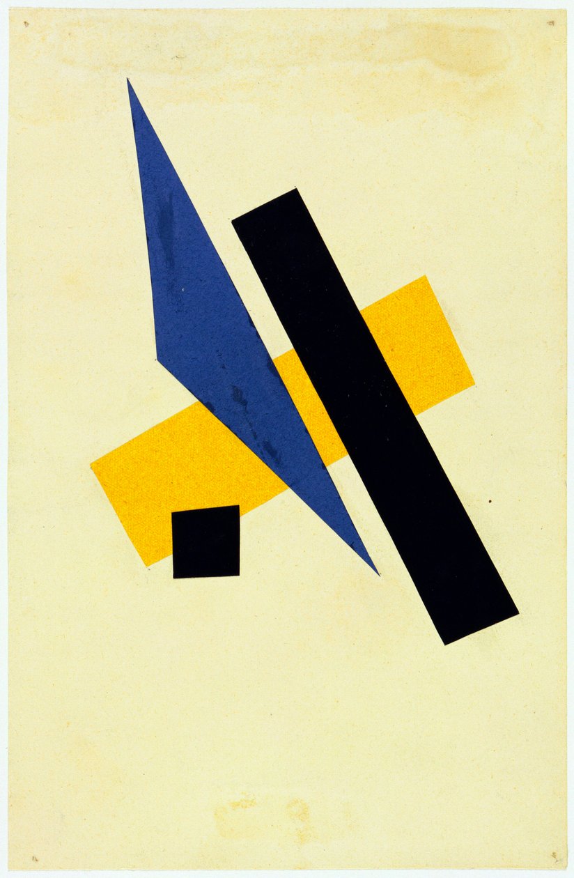 Sans başlığı - Popova, Lyubov Sergeevna (1889-1924) Başlıksız Kolaj, guahe kağıdı 1917 23.9x15.6 - New York. Modern Sanat Müzesi (TOMA) by Lyubov Sergeevna Popova