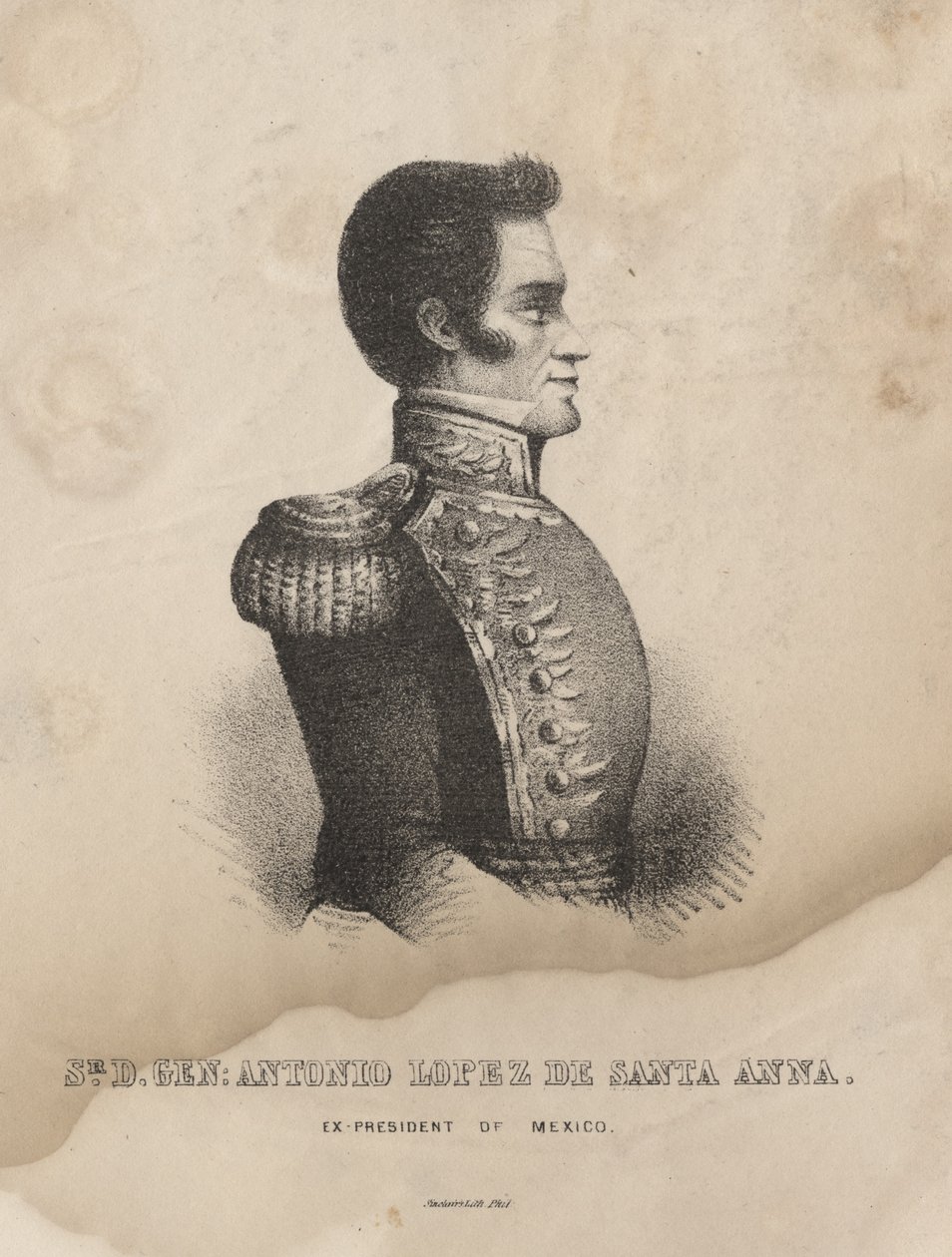 Sr. D. Gen. Antonio Lopez de Santa Anna, lito, Thomas Sinclair by M. Schmitz
