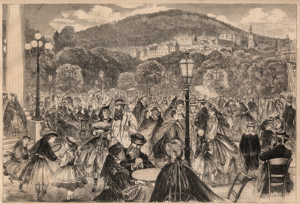 Almanya Baden Baden 1865 : gezinti yeri. by M. after Pietsch