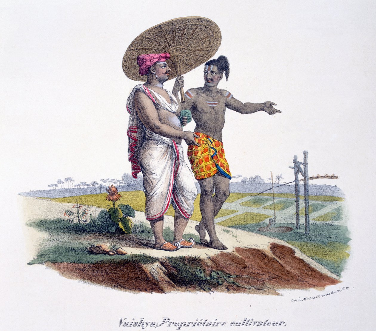 Vaishya kastından bir adam küçük mülkünü teftiş ediyor, 1827-35 by M.E. Burnouf
