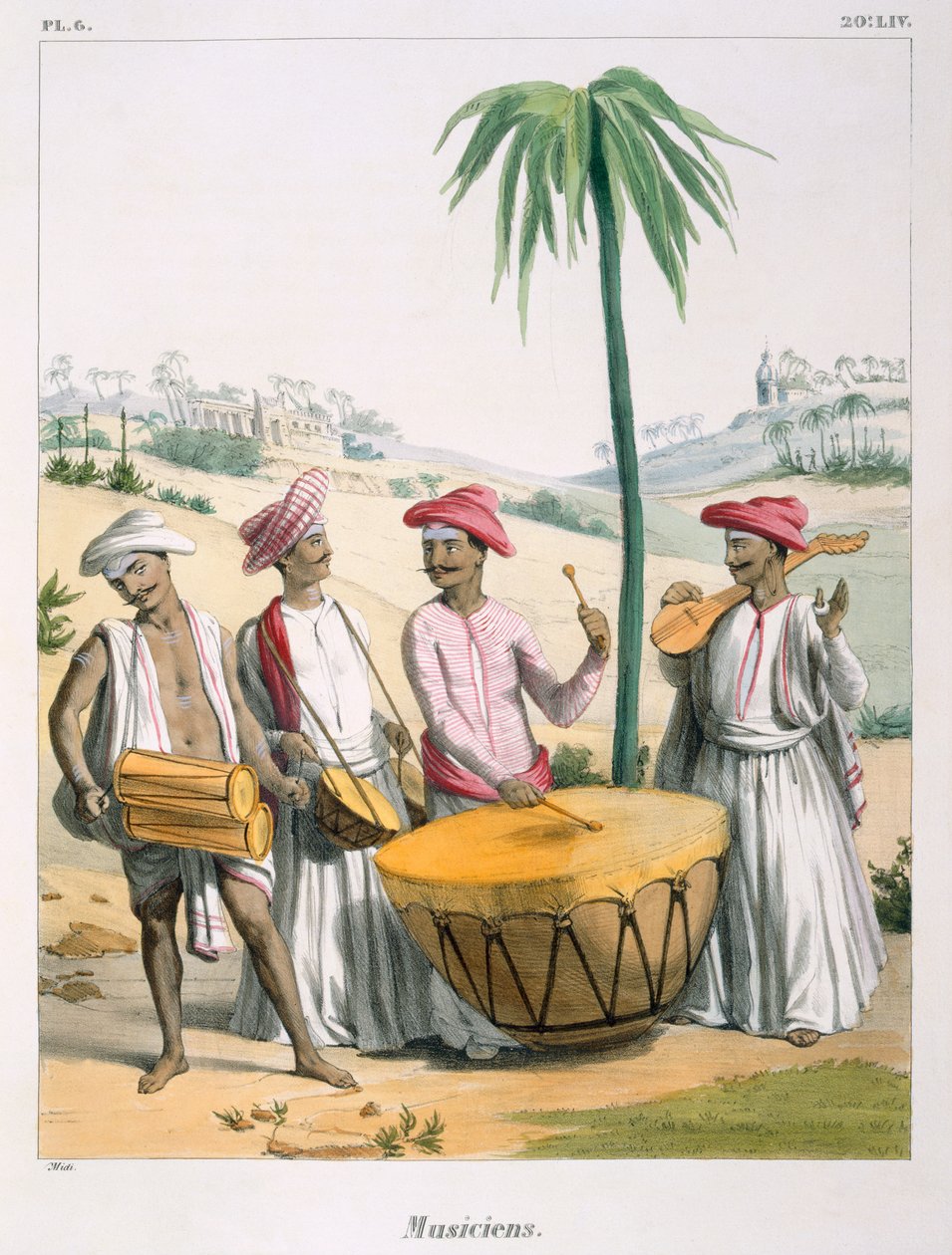 Büyük Kettle Davullu Müzisyenler, 1827-35 by M.E. Burnouf