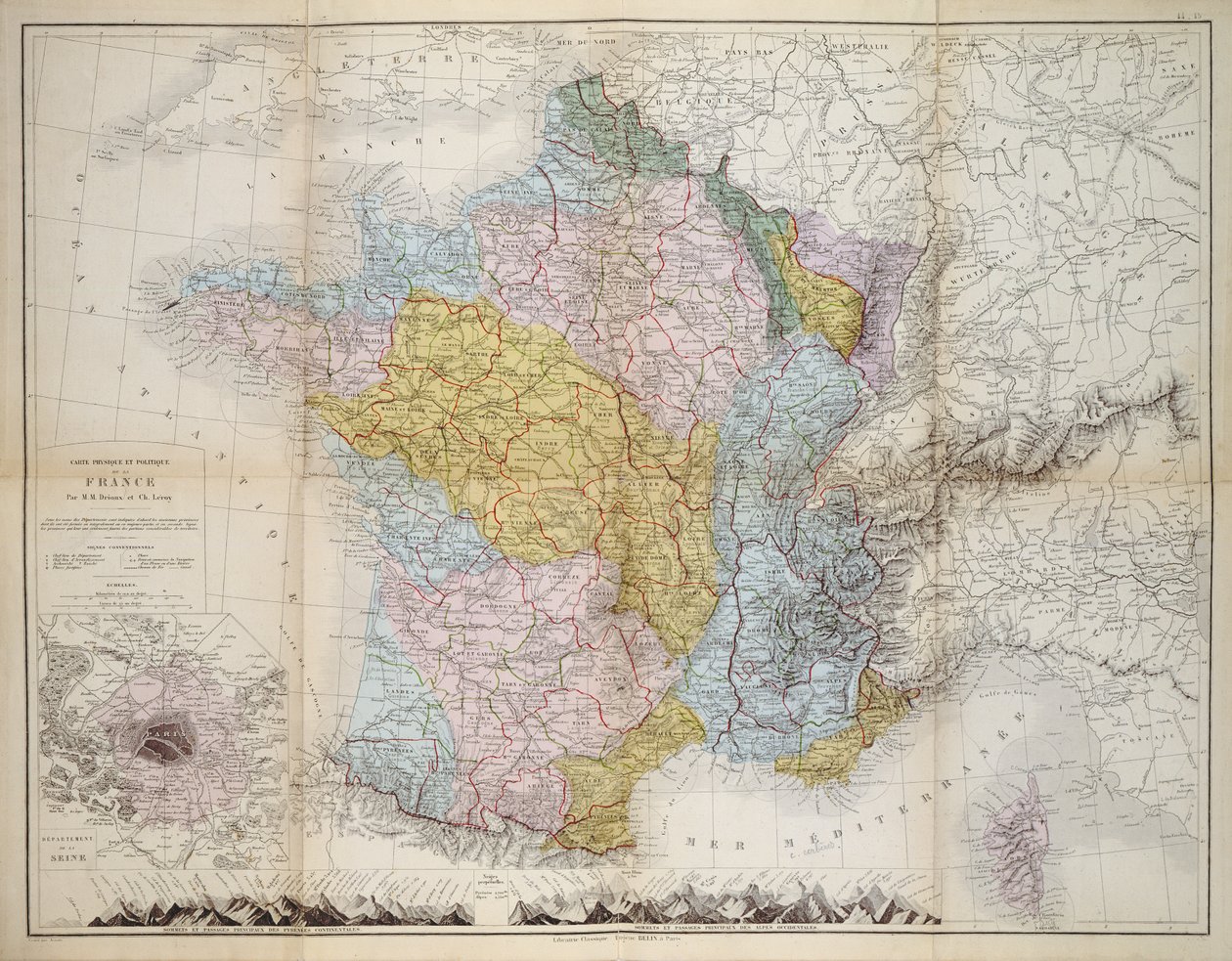 Fransa Haritası, c.1830-40 by M.M. and Leroy, Ch. Drioux