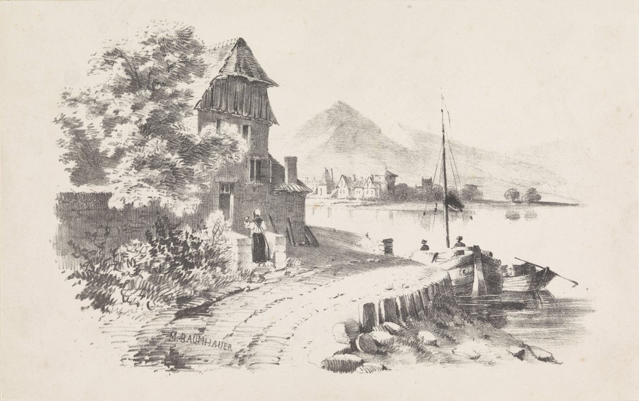 Bir göl boyunca köy yolu by M. Baumhauer