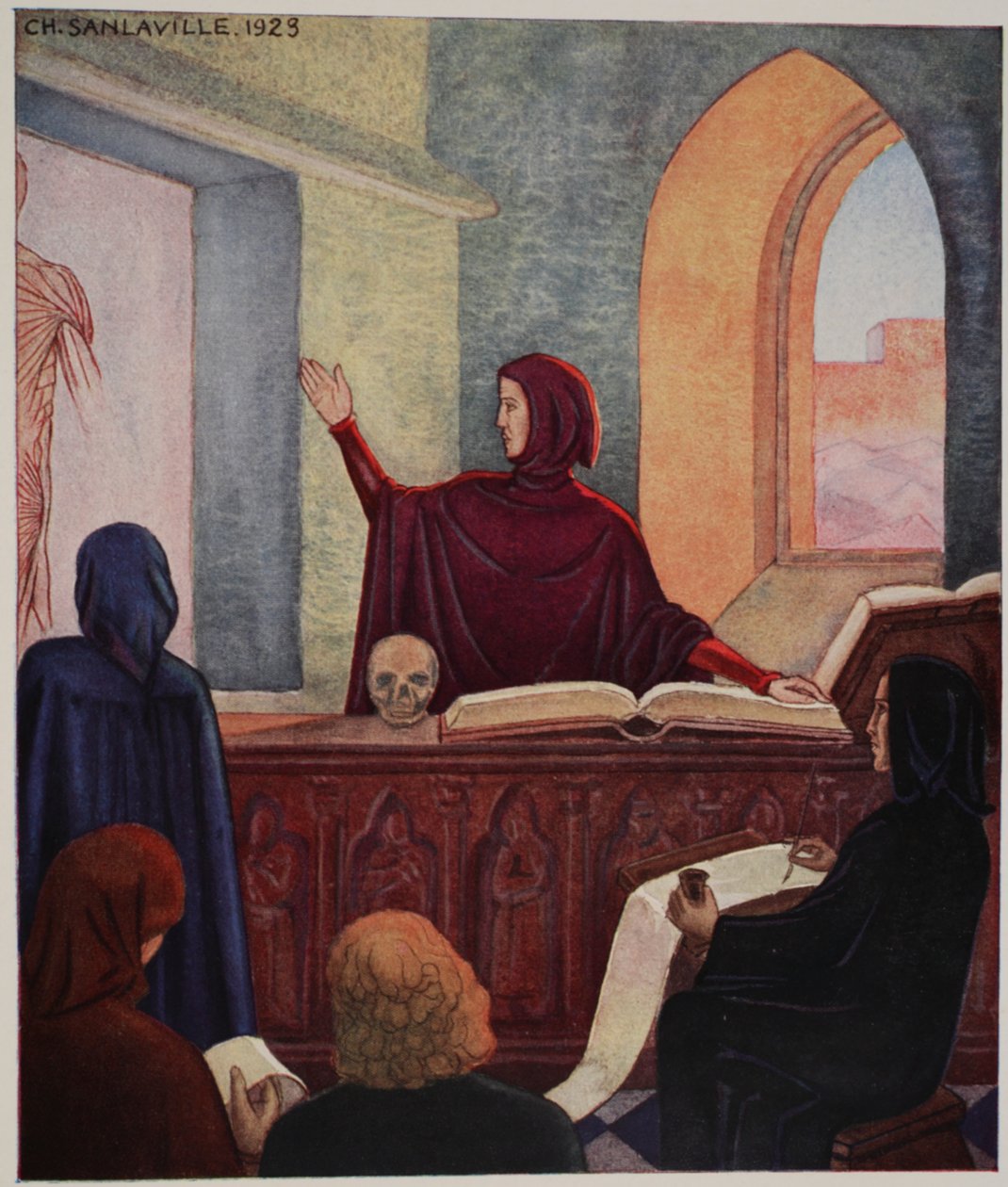 Henri de Mondeville anatomi öğretiyor, Montpellier Üniversitesi by M. Charles Sanlaville