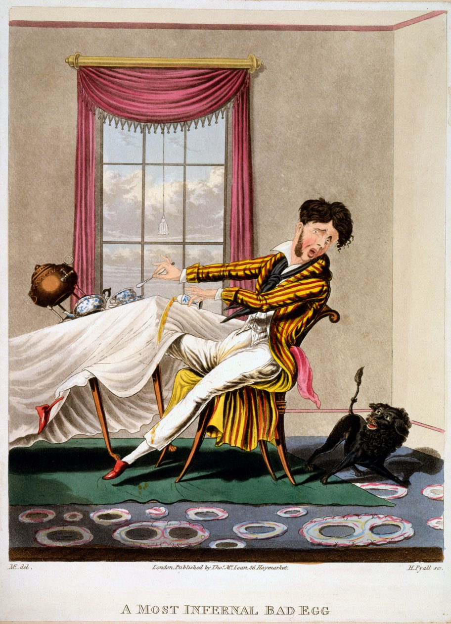 A Most Infernal Bad Egg, H Pyall tarafından yapılan baskı, 1827 (el boyaması gravür) by M. Egerton