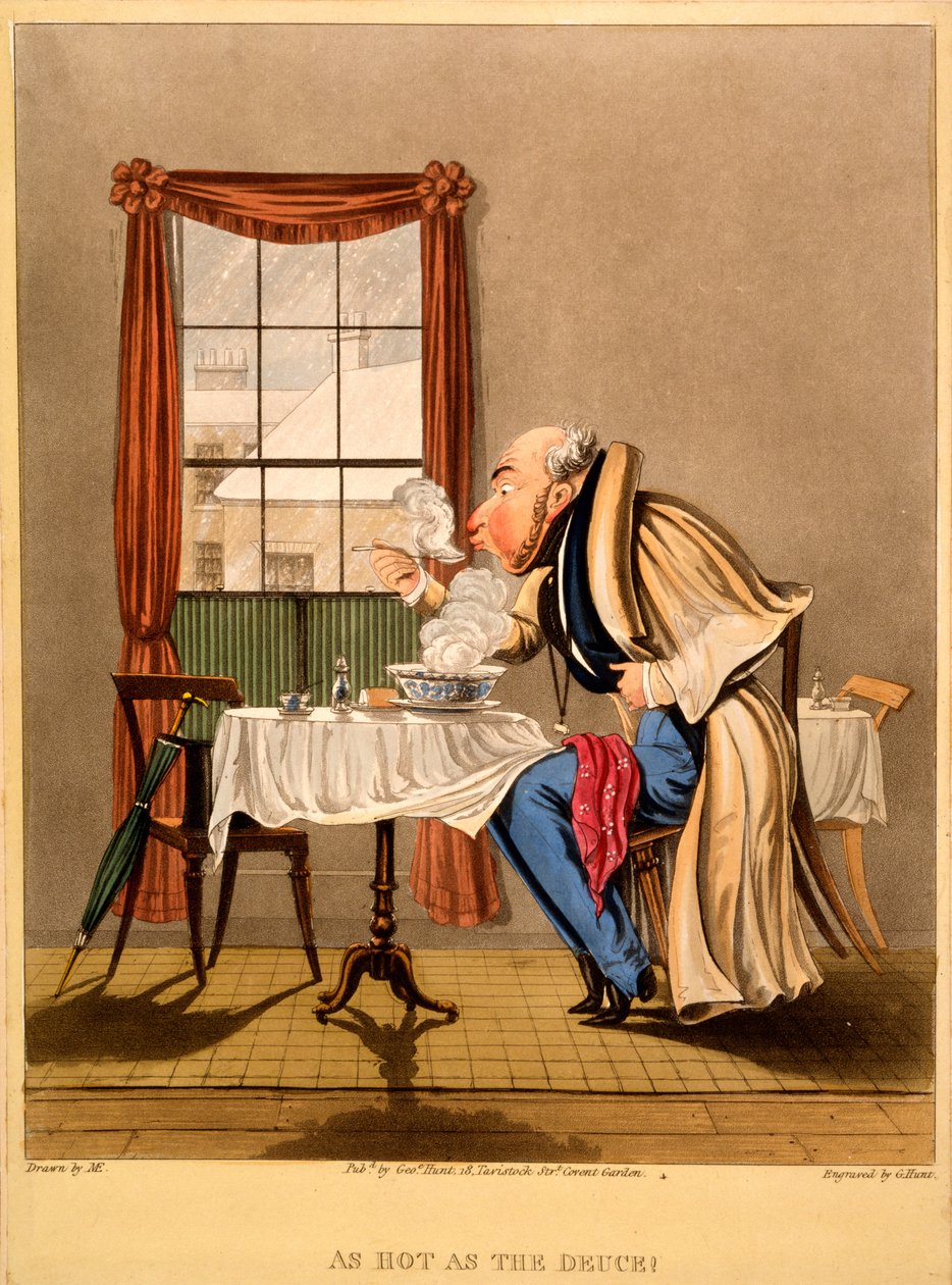 As Hot As the Deuce!, George Hunt tarafından yapılan baskı, 1827 (el boyaması gravür) by M. Egerton