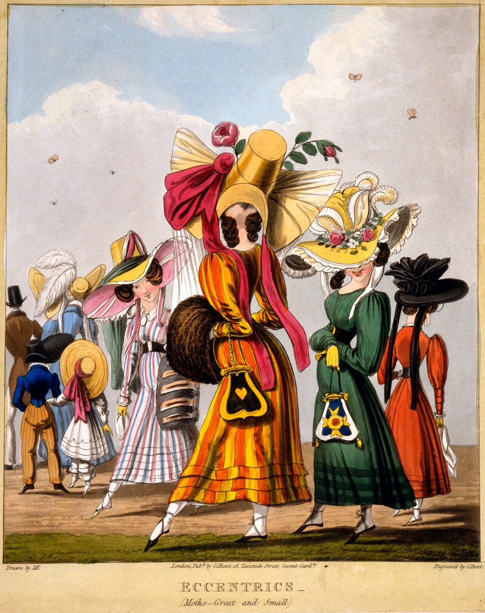 Eksantrikler - Güveler (Büyük ve Küçük), George Hunt tarafından yapılan baskı, 1827 (el boyaması gravür) by M. Egerton