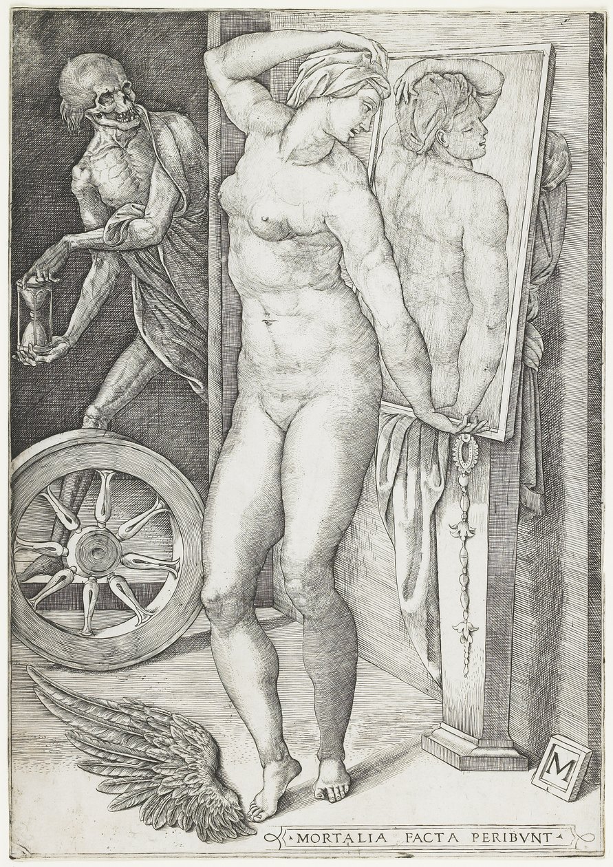 Bir Kadını Şaşırtan Ölüm, c.1490-c.1540 (gravür) by M Master